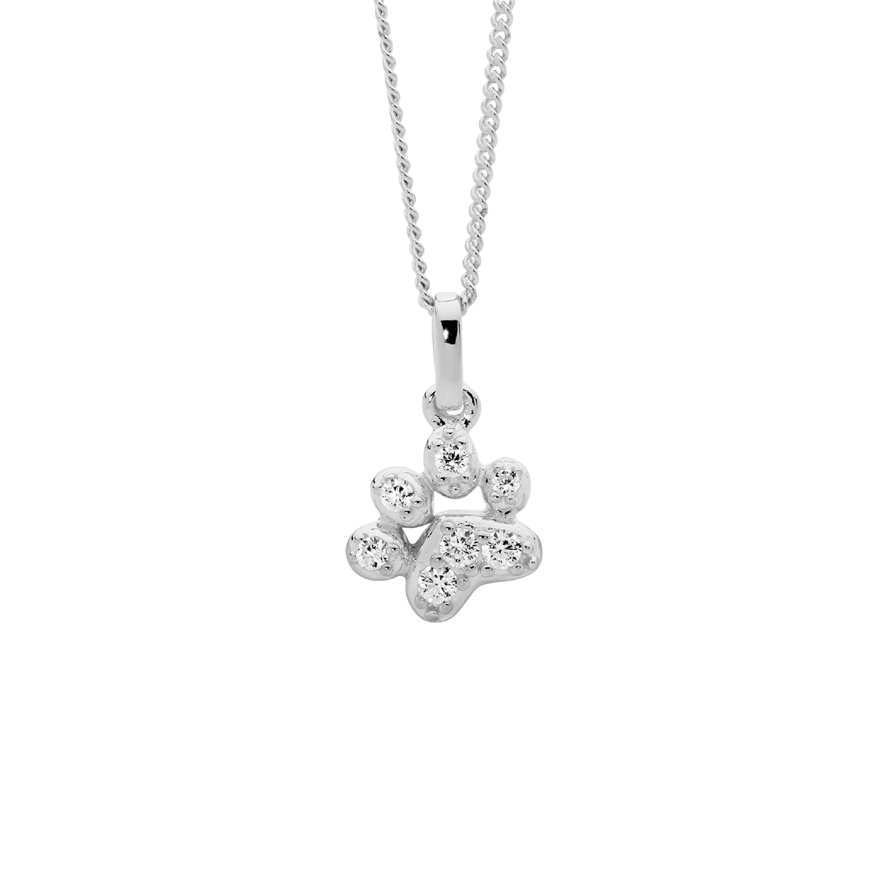 Ss Wh Cz Paw Pendant