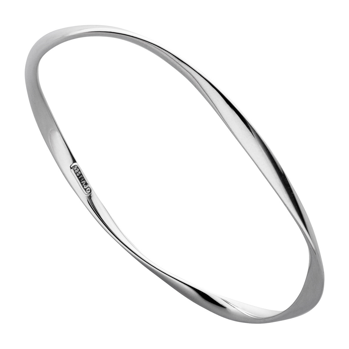 Najo Sterling Silver Twisted Ribbon Tube Bangle