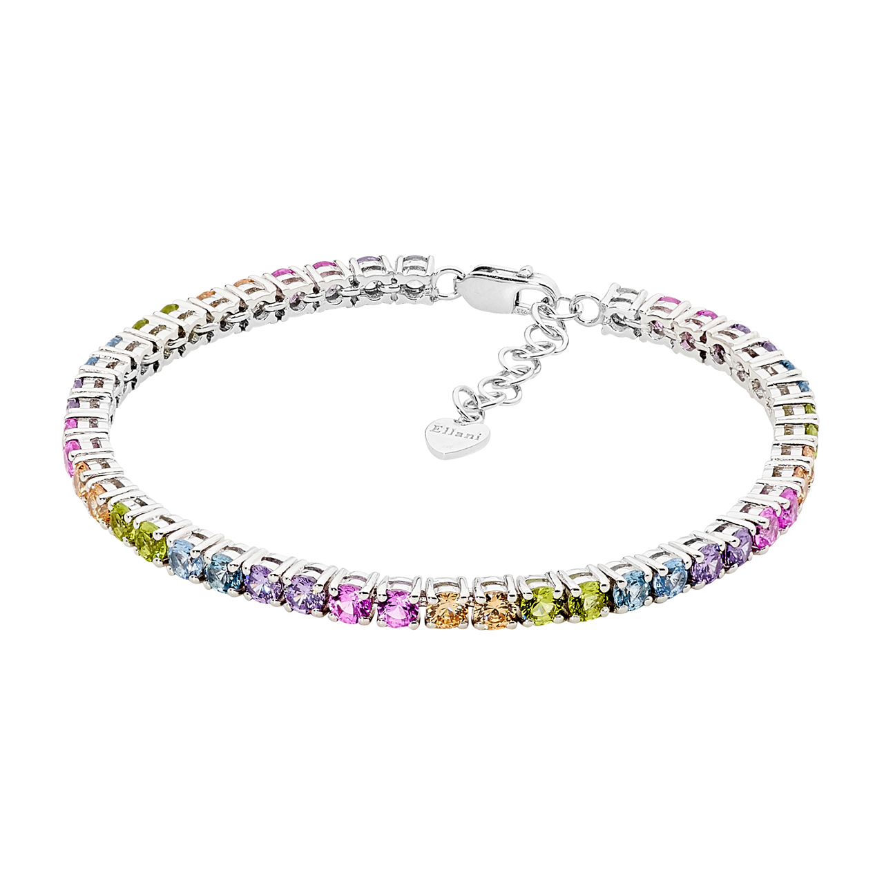 Ellani Tennis Bracelet With Pastel Rainbow Cz's
