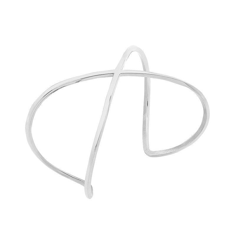 Stainless Steel Lge Cross Over Cuff