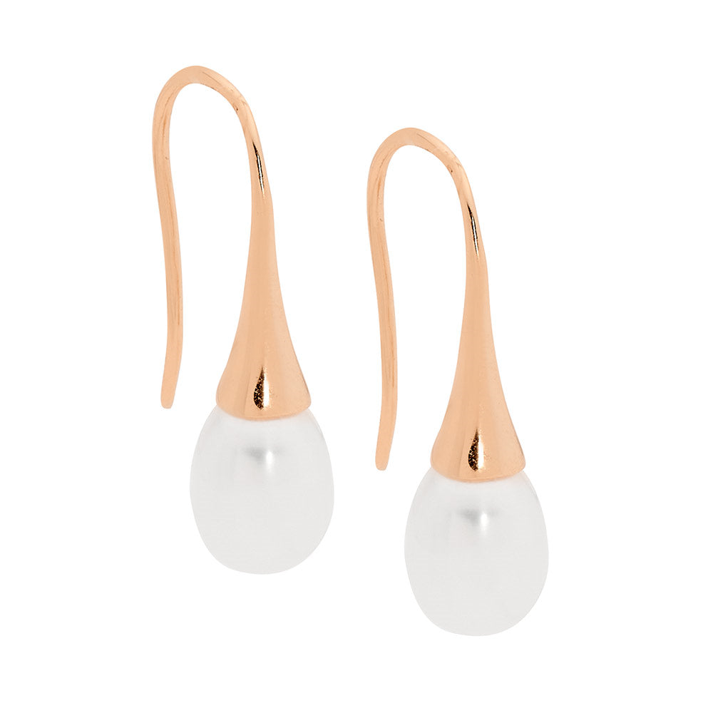 Rose Gold Plated Freshwater Pearl On Hook