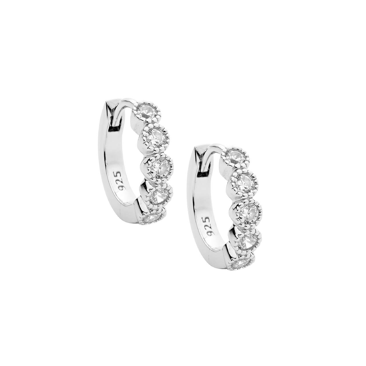 CZ Crown Set Hoop Earrings