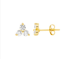 Ellani Gold Plated Claw Set Stud Earrings