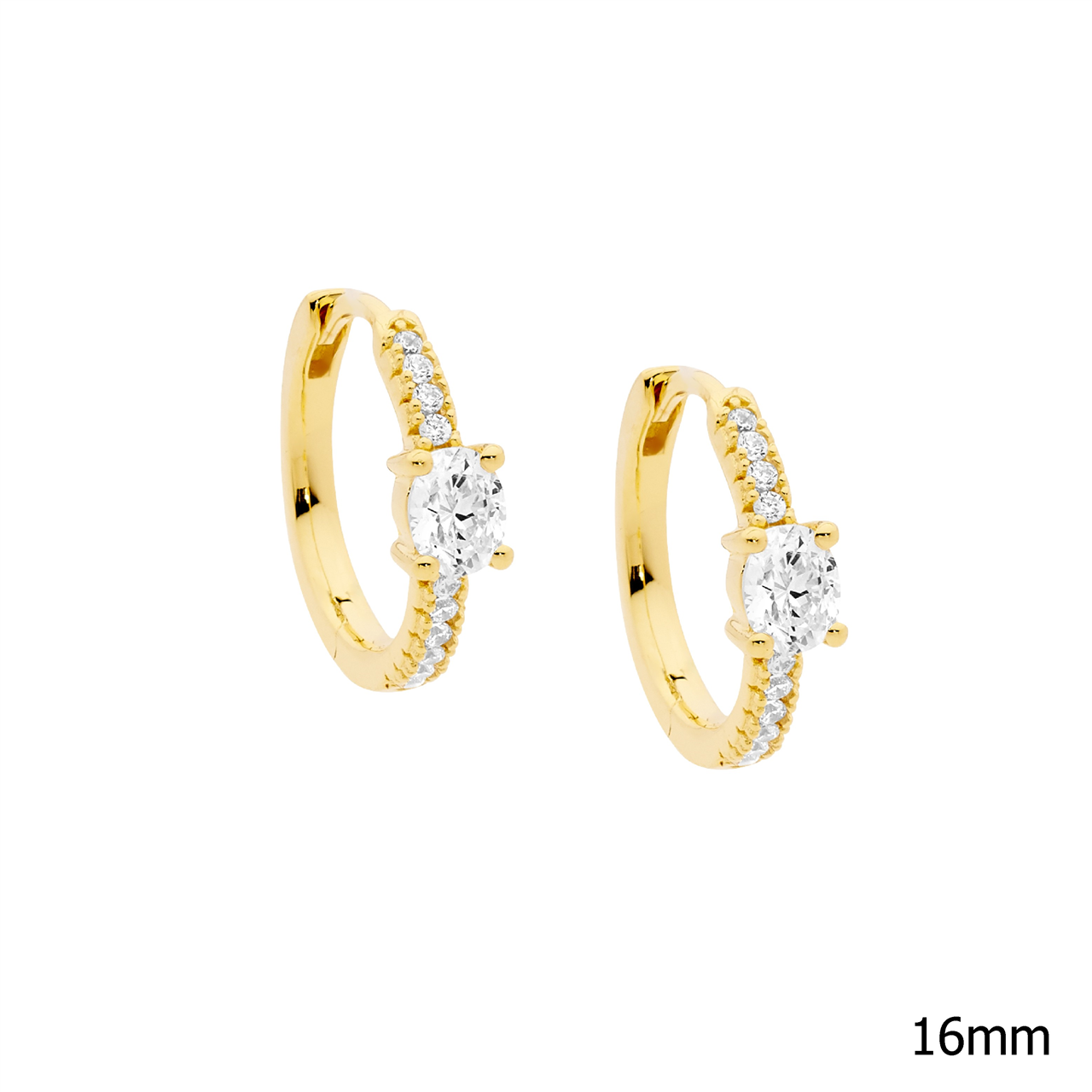 Ellani Gold Plated Oval Cz Hoop Earrings