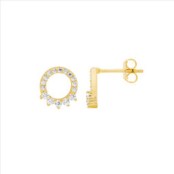 Ellani Gold Plated Open Stud Earrings With 5x Cz Feature