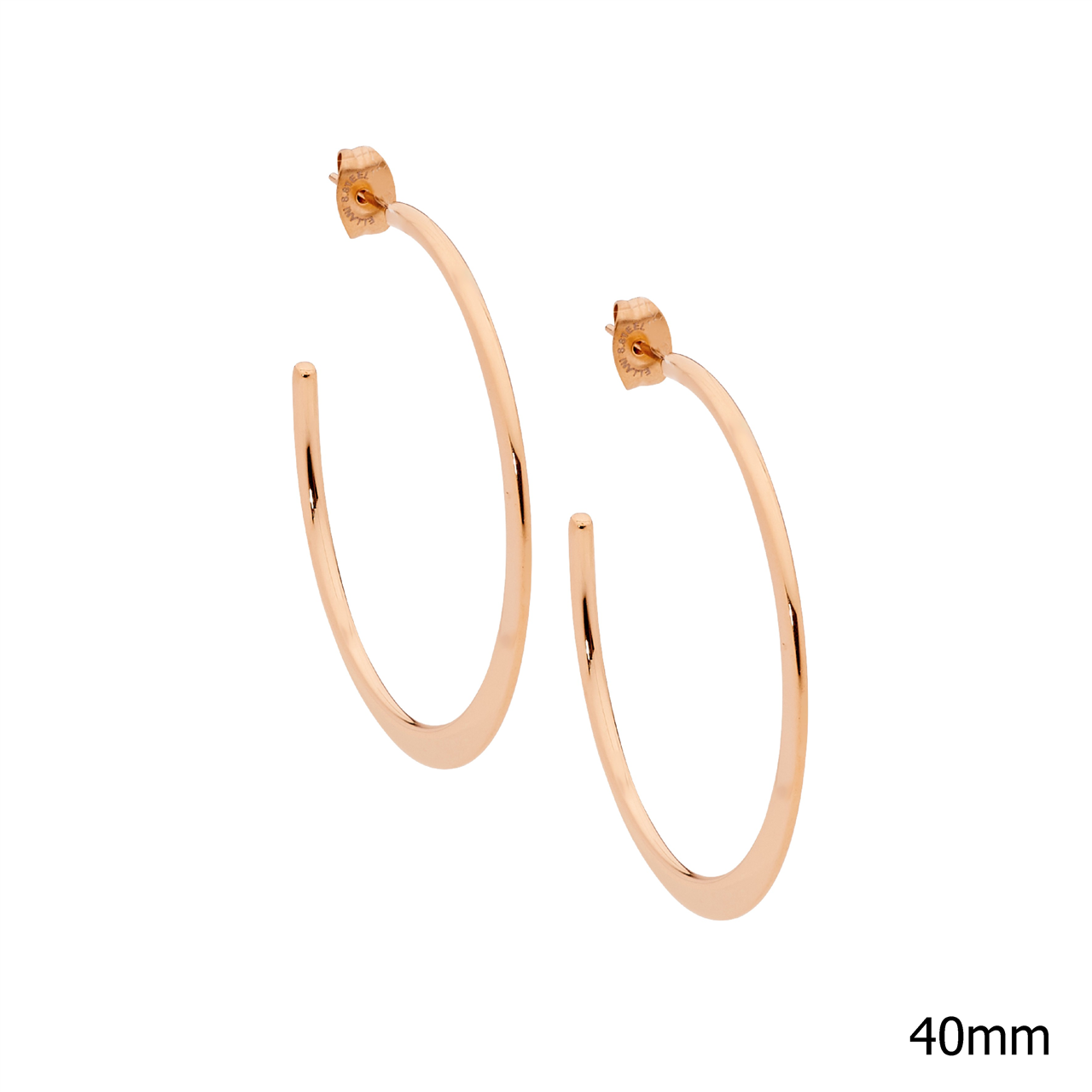 Ellani Rose Gold Plated Flat Edge Hoop Earrings