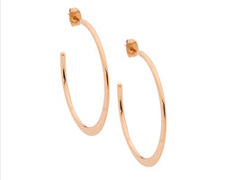 Ellani Rose Gold Plated Flat Edge Hoop Earrings