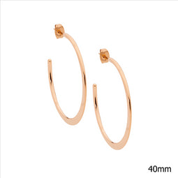 Ellani Rose Gold Plated Flat Edge Hoop Earrings