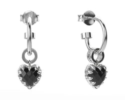 Love Anchor Earrings Onyx Sterling Silver