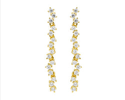 Ss Wh Cz Staggered 4Cm Drop Earrings W/Gold Plating