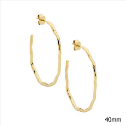 Stainless Steel 40Mm Wave Hoop Earrings W/Gold Ip Plating