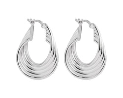 Silver Multi-Wire, Round Twist Hoop Earrings With Lever Clasp