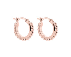 2x15mm rose gold (14k 1mc) plated silver beaded hoop with lever clasp, antitarnish