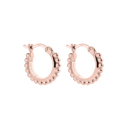 2x15mm rose gold (14k 1mc) plated silver beaded hoop with lever clasp, antitarnish