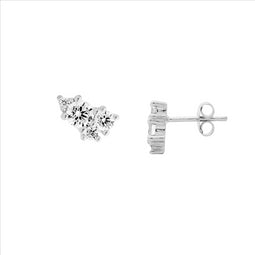 Ss Wh Cz Multi Size Round Cluster Stud Earrings