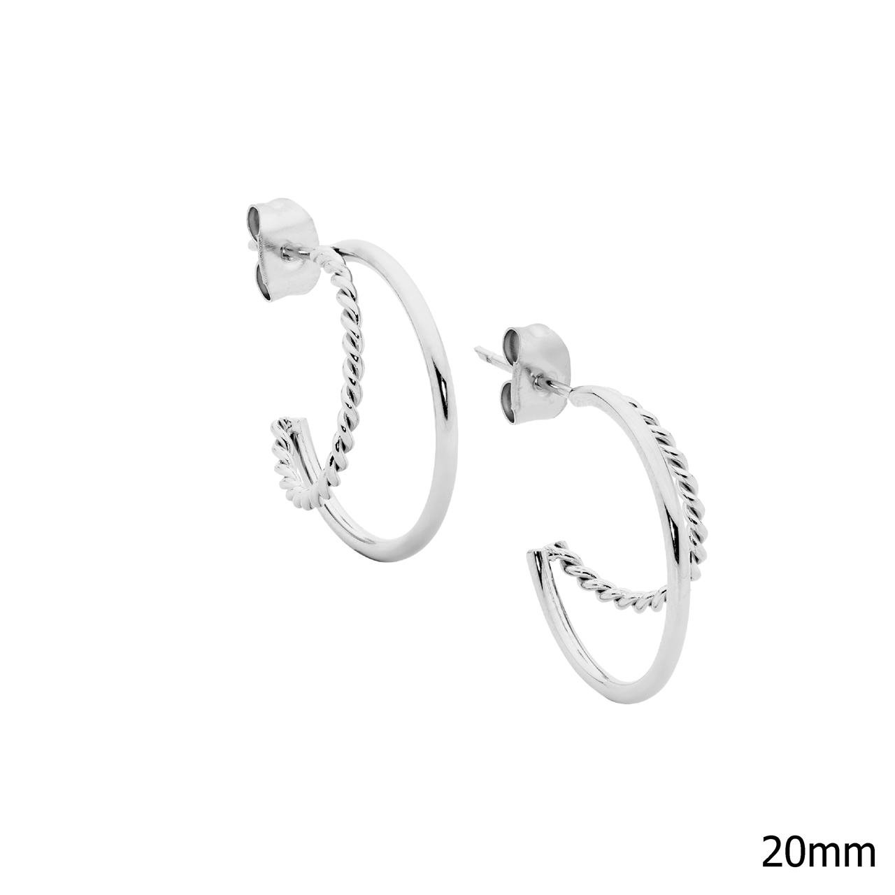 Stainless Steel 20Mm Dble Hoop Earrings W/ Twist