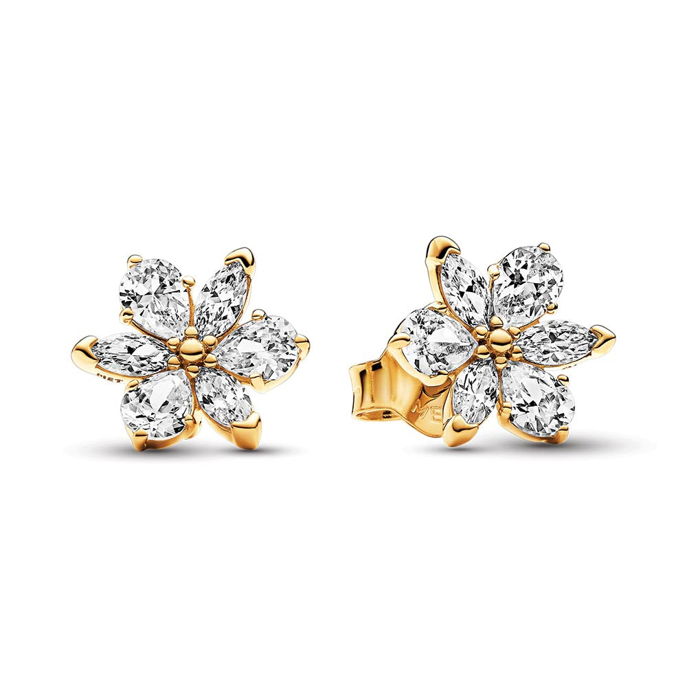 Herbarium Cluster 14K Gold-Plated Stud Earrings With Clear Cubic Zirconia