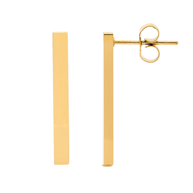 Stainless Steel 24mm Bar Earrings w/ Gold IP Plating