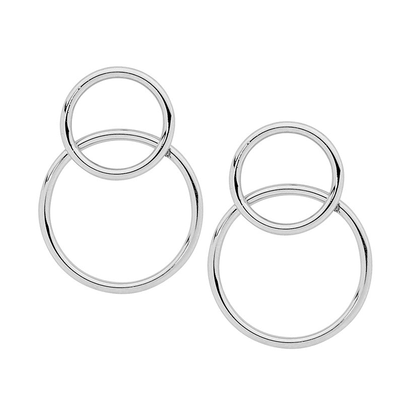 Stainless Steel Dbl Open Circle Earrings