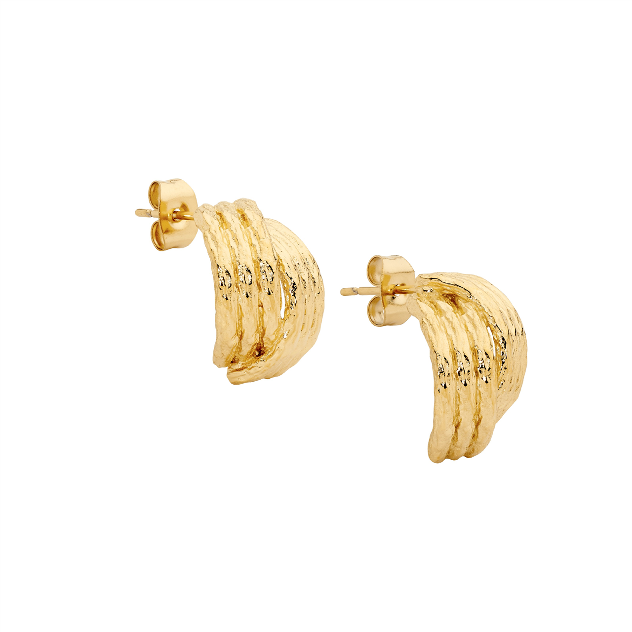Stainless Steel Cross Over 17Mm Hoop Earrings, Gold Ip Plated