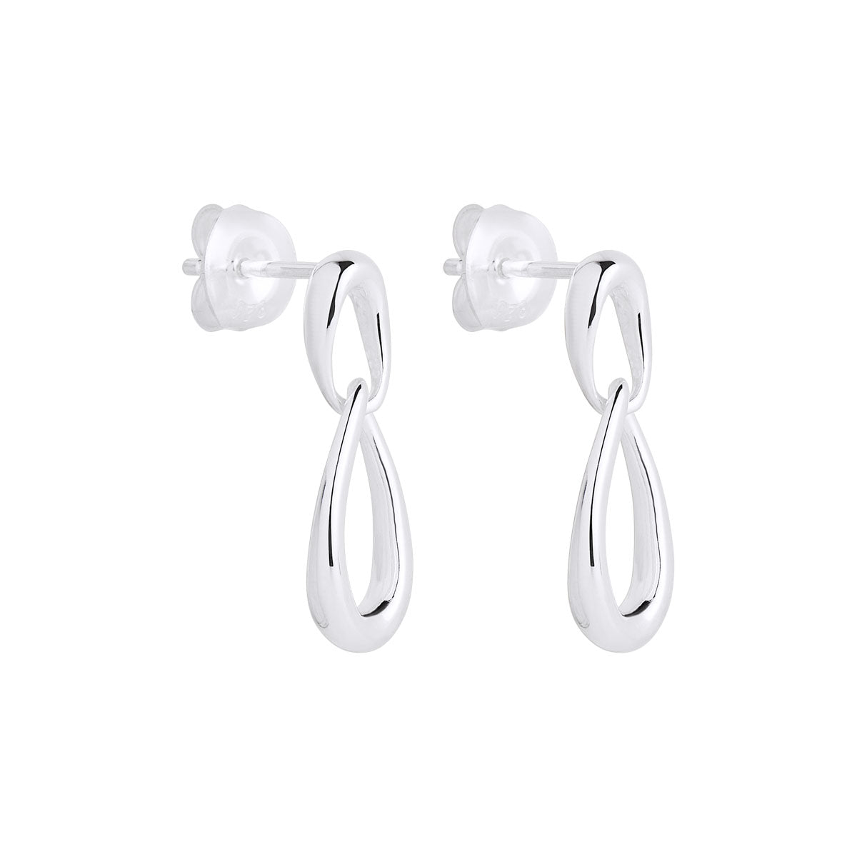Sterling Silver Earring, Large Teardrop Hanging From Small Teardrop