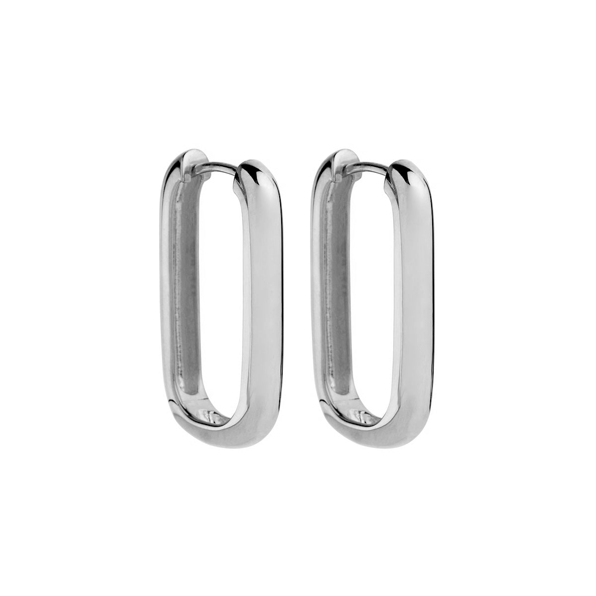 Silver Rectangular Tube Huggie Hoop Earring