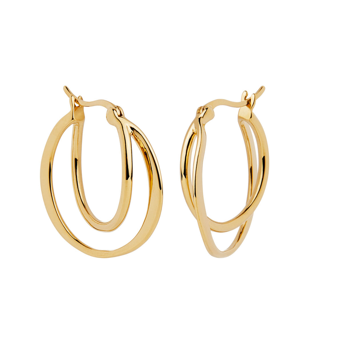 Yellow Gold Plated Silver Double Wire Hoop With Lever Clasp