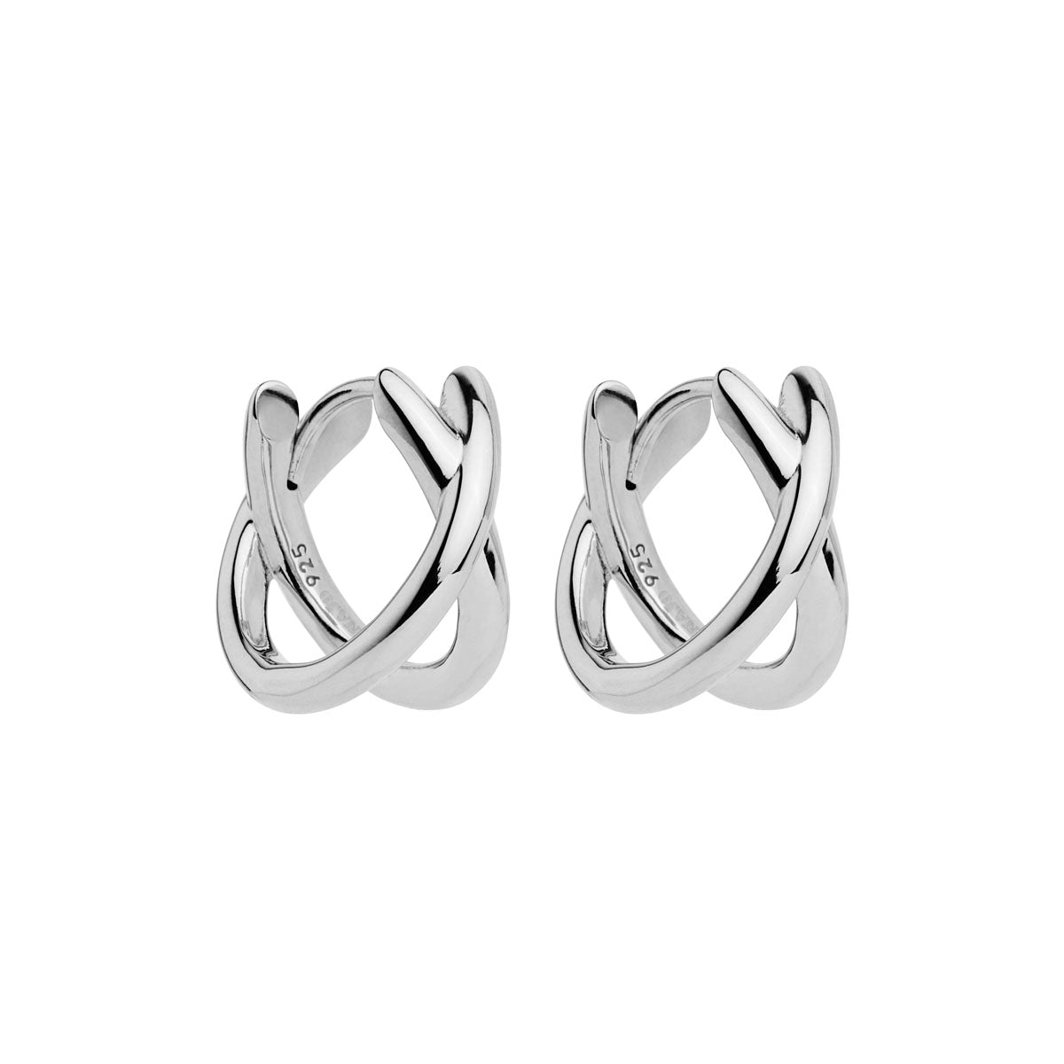Silver X Huggie Earring