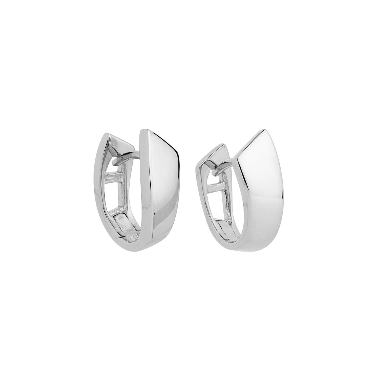 Silver Huggie Earring With Flared End