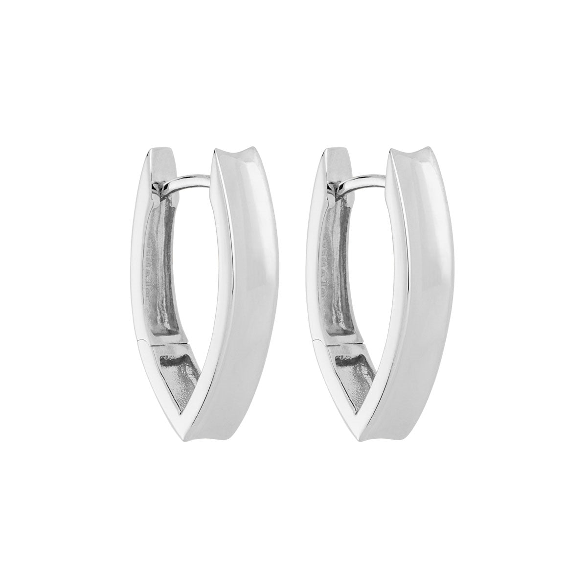Silver Slightly Concave, Straight Huggie Earring