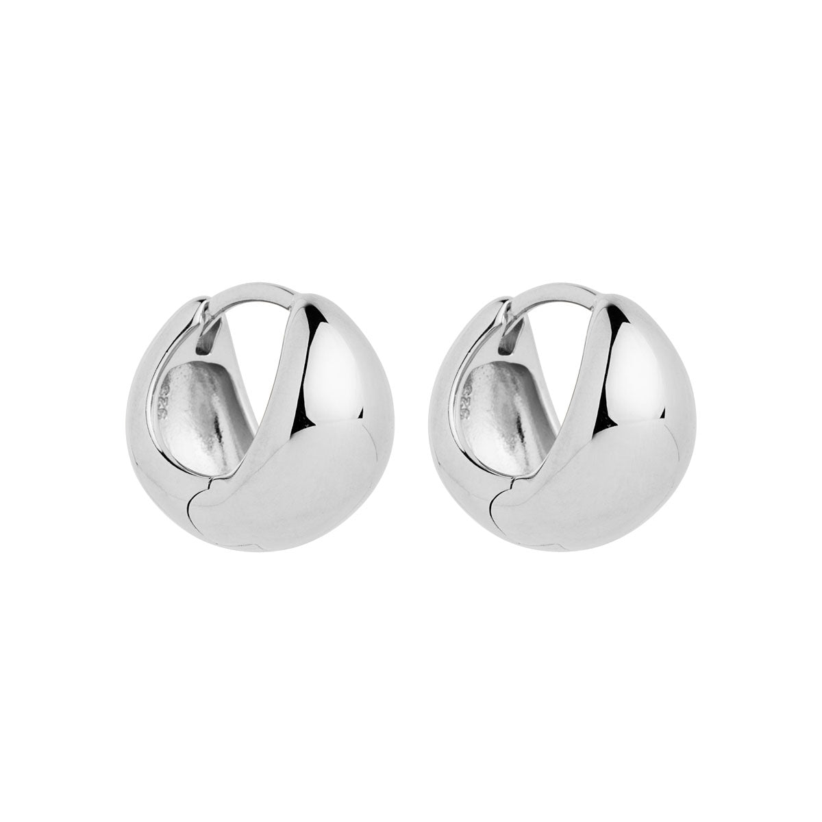 8X14mm Silver Tapered, Rounded, Huggie Earring, Antitarnish