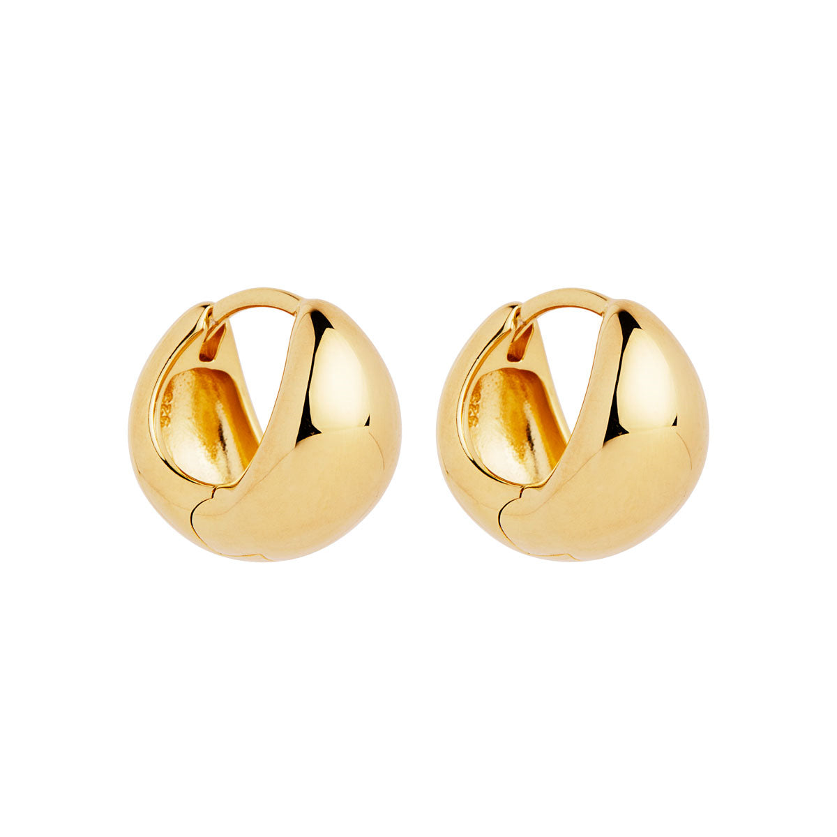 Yellow Gold Silver Plated Tapered Rounded Huggie Earrings