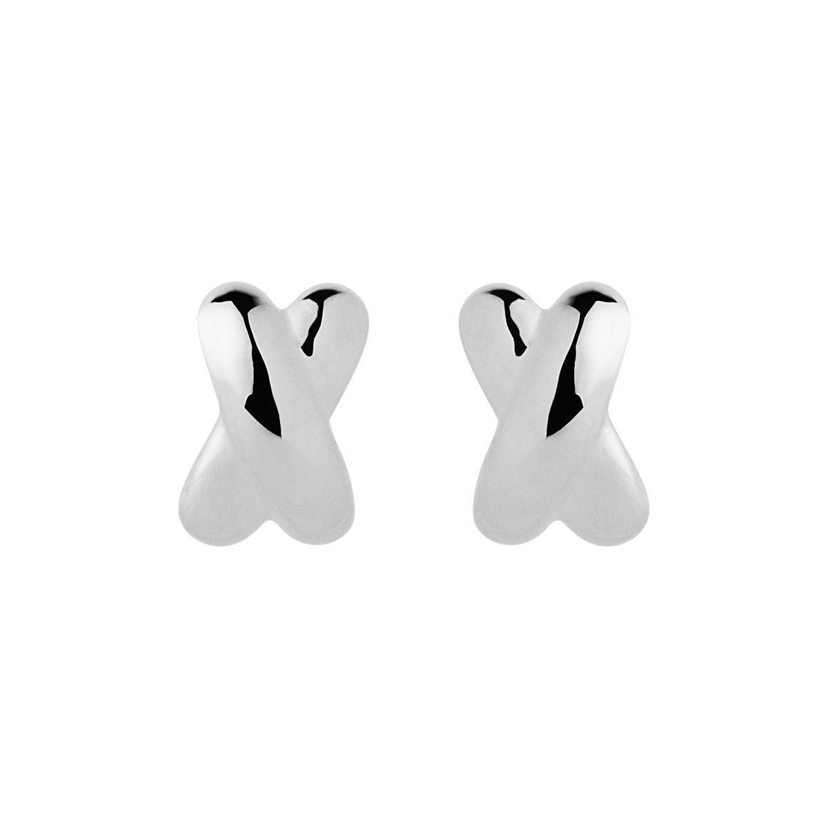8X12mm Silver Puffed X Shape With Stud Fitting