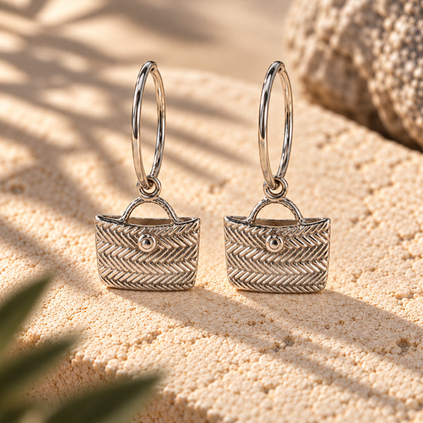 Whenua Kete Earrings – Sterling Silver