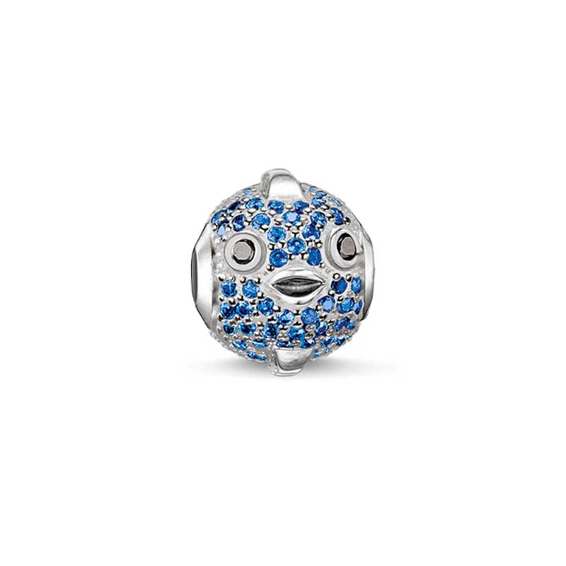 Charm Club Blue Pufferfish Blue Cz Karma Bead