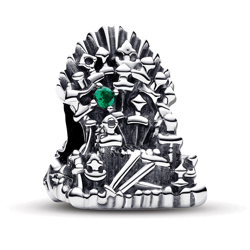 Project House The Iron Throne Sterling Silver Charm With Royal Green Crystal