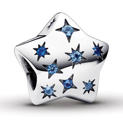 Star Sterling Silver Charm With Stellar Blue And Icy Blue Crystal