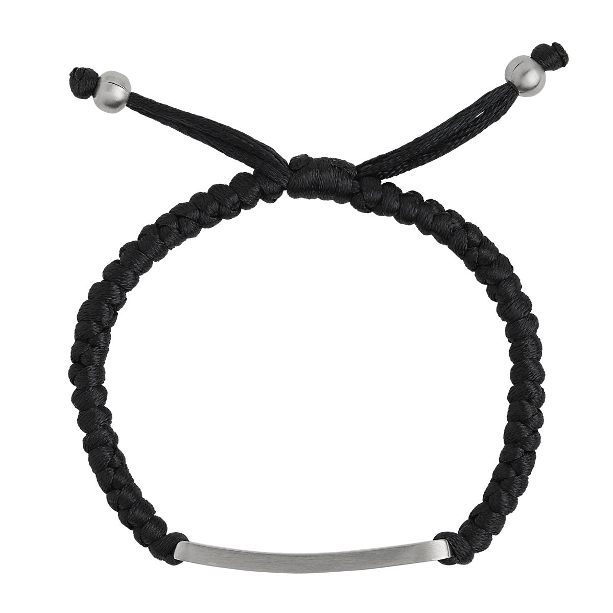 Men's Braided Synthetic Black Cord With 8X39mm Stainless Steel Id Plate, One Size Only