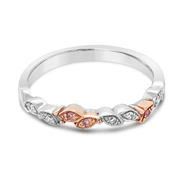 9Ct White & Rose Gold White & Pink Diamond Ring