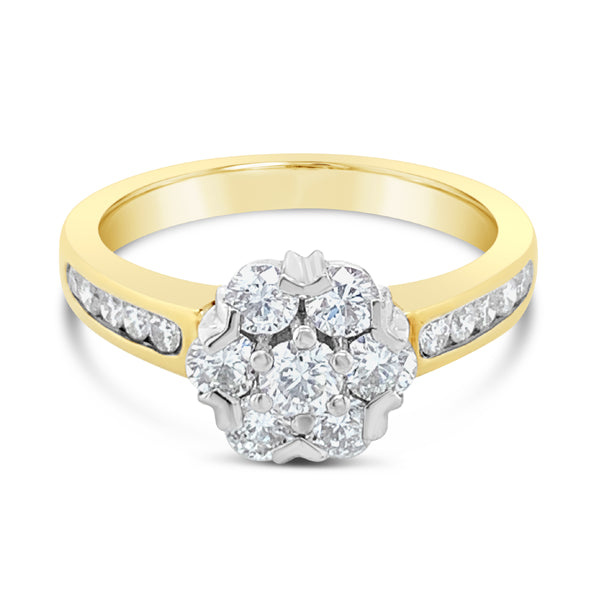 18Ct Yellow Gold Diamond Cluster Ring 1.00Ct Tdw – Fishers Jewellers