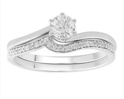 9Ct White Gold Diamond Wedding Ring Set