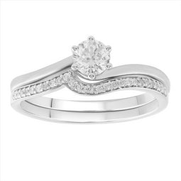 9Ct White Gold Diamond Wedding Ring Set