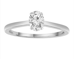 9ct White Gold 0.50Ct HI/I1 Oval Solitaire Diamond Ring