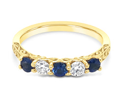 18ct Yellow Gold Ceylon Sapphire Diamond Pia Ring