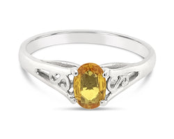 9ct White Gold Yellow Sapphire Paulette Ring