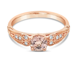 Pink Morganite & Diamond Giselle Ring 18ct Rose Gold