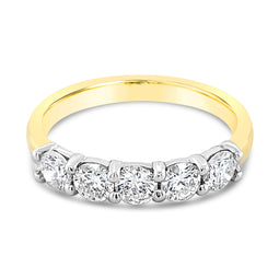 Five Diamond Eternity Ring 1.00Ct Total Diamond Weight 18Ct Yellow & White Gold