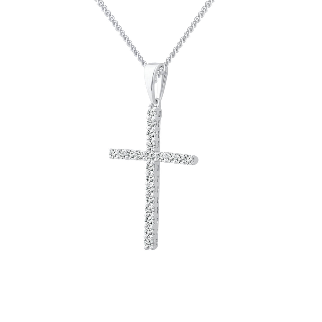 9ct White Gold Diamond Set Cross Pendant
