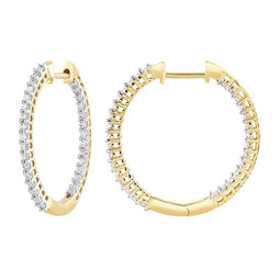 9ct Yellow Gold Diamond In Out Hoop Earrings
