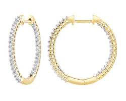9ct Yellow Gold Diamond In Out Hoops